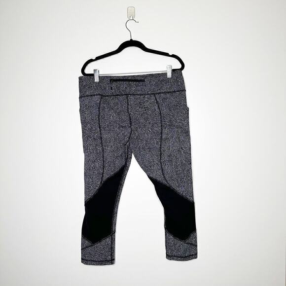 Lululemon Pace Rival Crop Leggings Women's Black White Size 12 - Picture 4 of 6
